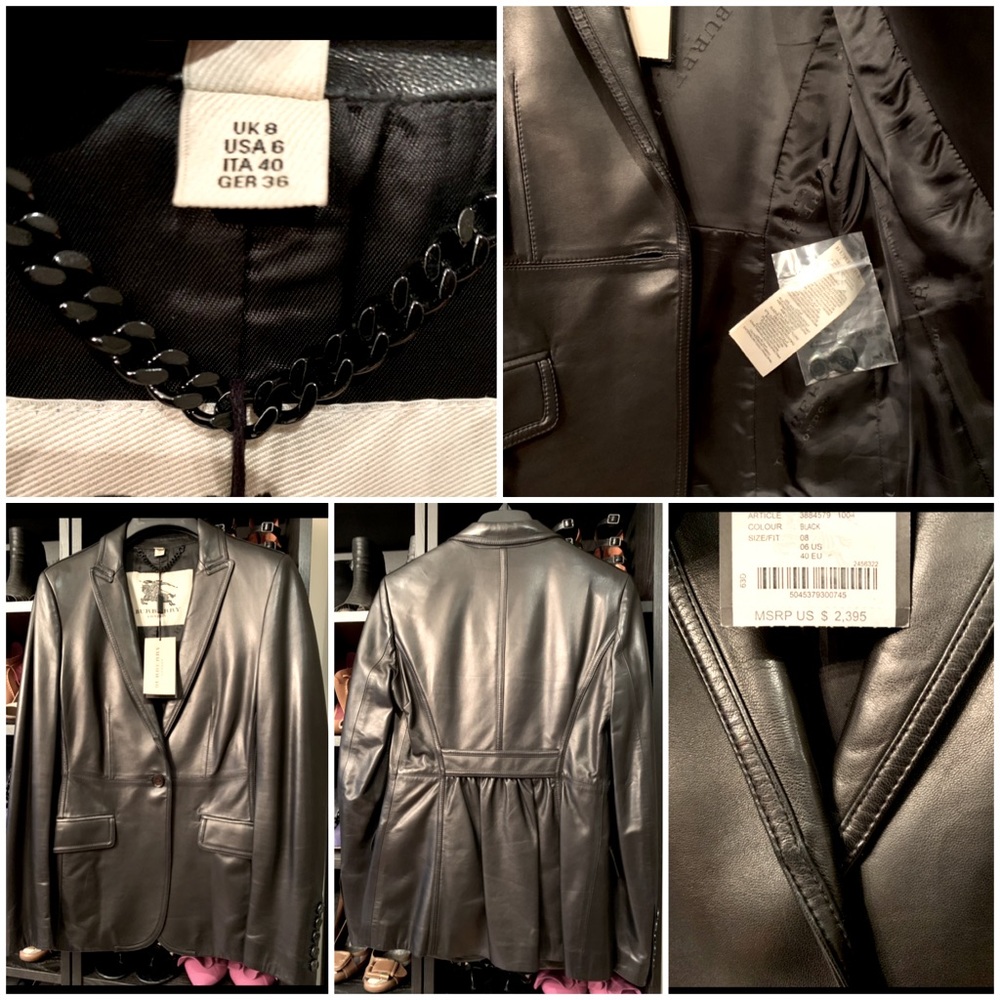 Authentic Burberry Lambskin jacket - New with tags